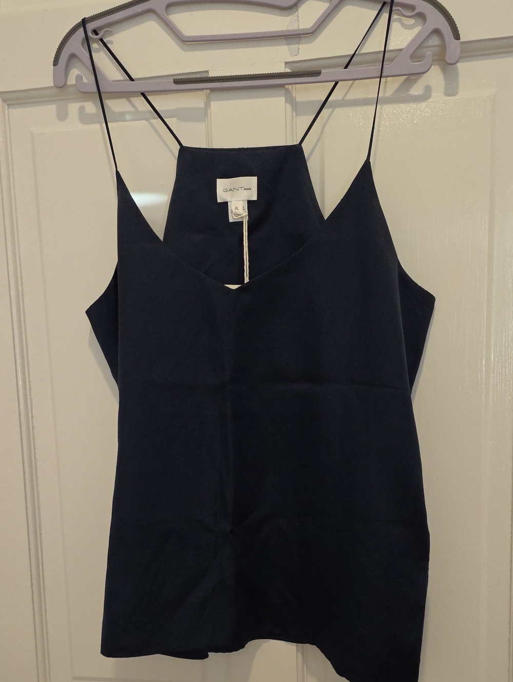 Gant Navy Satin Spaghetti Strap V-Neck Camisole